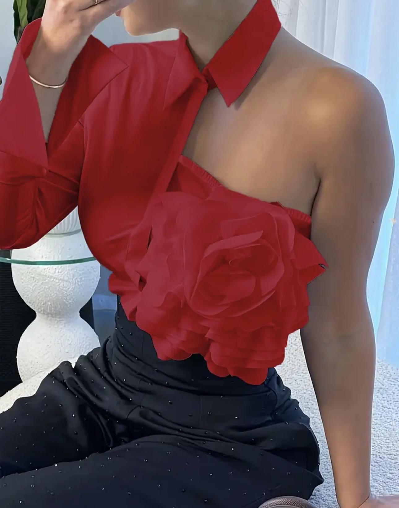 White Blouse With A One-shoulder TOP