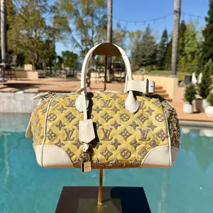 Pre-owned Louis Vuitton Nylon and Leather Boston Bag Limited Edition Speedy 25 Printemps Ete 2012