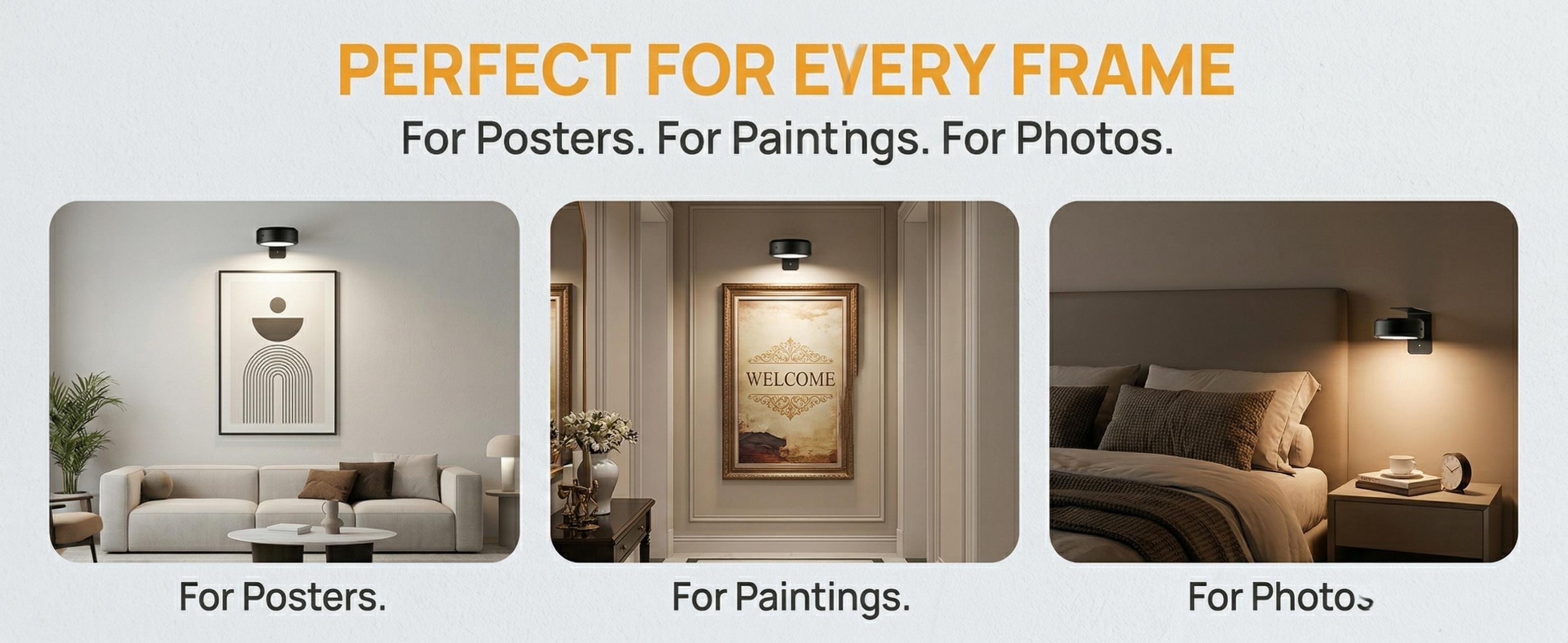 Picture Lights for Wall, 2000mAh Rechargeable Magnetic Poster Light, 3 Color Temps + 12 RGB, Remote & Timer, Art Display Lighting for Frame/Painting, Wall Decor (3 Pack) shower lamp LED