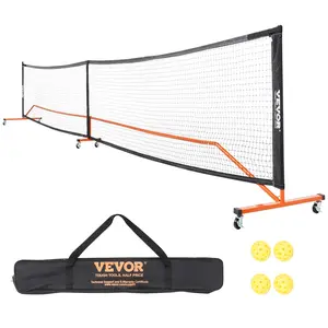 TikTokShopBlackFridayVEVOR Pickleball Net Set, 22FT Regulation Size Portable Pickleball System with Carrying Bag, Balls, and Wheels, Weather Resistant Steady Metal Frame & Strong PE Net, for Outdoor Backyard Driveway