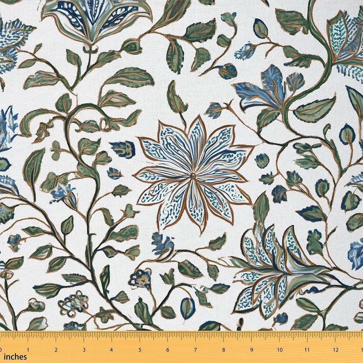 Floral Fabric Blue Green Flower Upholstery Fabric Wildflower Botanical Soft Flannel Indoor Decor DIY Sewing Craft Projects Blossom