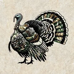 Camo Turkey Sticker – Military Style Hunting Bird for Fall Season, Hunting Sticker