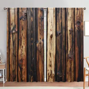 Wood Grain Pattern Door Curtain, 1 Set Wood Grain Print Door Curtain, Home Decor for Living Room Bedroom, Room Divider Curtain, Home Decoration Curtain