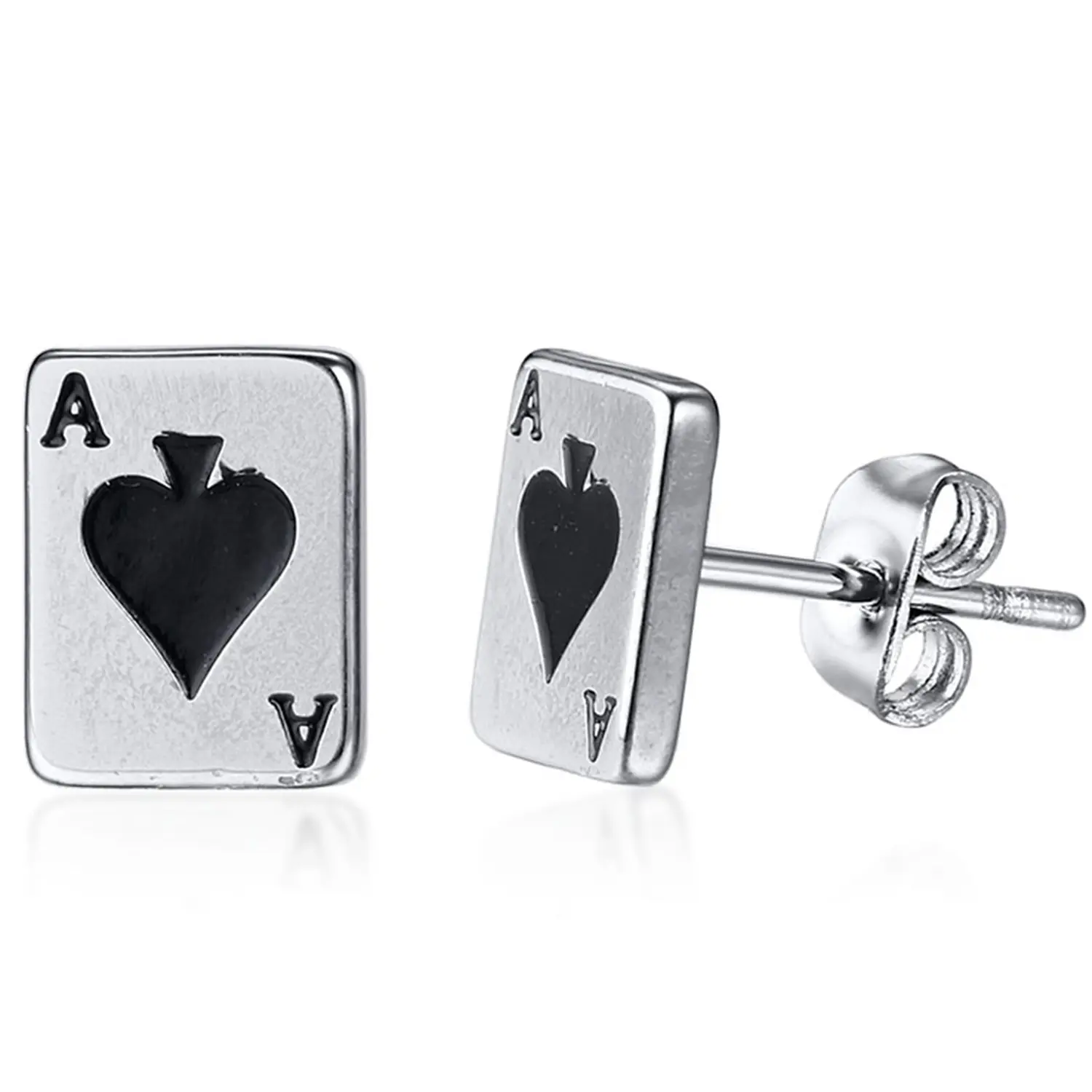 OIDEA Stainless Steel Ace of Spades Stud Earrings for Women, Tiny Black Card Motif, Lightweight Daily Fashion Jewelry, Black Spade Symbol Earrings, Card Motif Earrings