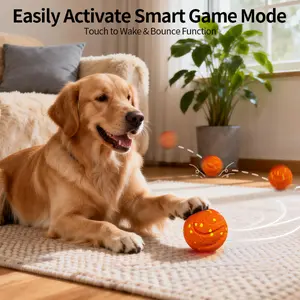 Interactive Dog Toy Ball, Motion Activated Bouncing Ball for Bored Dogs, Durable E-TPU Chew Toy with, USB Rechargeable Low Noise Enrichment Toy for Indoor/Outdoor