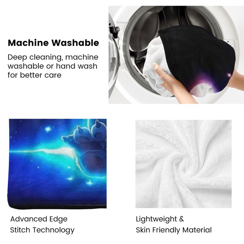 Disney Stitch Fluorescent Blanket - Blue Character Design with Starry Background for Cozy Nights - Stitch's Glow & Starry Night - Perfect for Fans