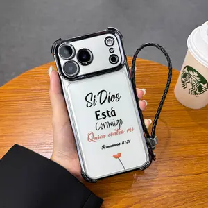 Portable lanyard Romans 8:31TPU phone case, four corner airbag anti fall protection, stylish phone protection case, suitable for iPhone 17 Pro Max, 16 Pro Max, 15 Pro, 14, 13, 12, 11 and Samsung Galaxy S26 S25 S24 S23 S22 series women's phone cases. A140