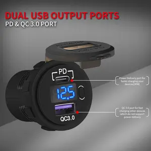Eunik PD Type C USB Car Charger Socket and 1 pc QC 3.0 USB Charger Socket Dual Power Outlet Cars Accessories Truck Stuff, Automotive Car Charger, Car Phone Charger