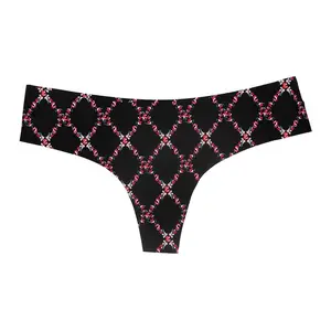 Lattice Floral Printed Laser Cut Thong