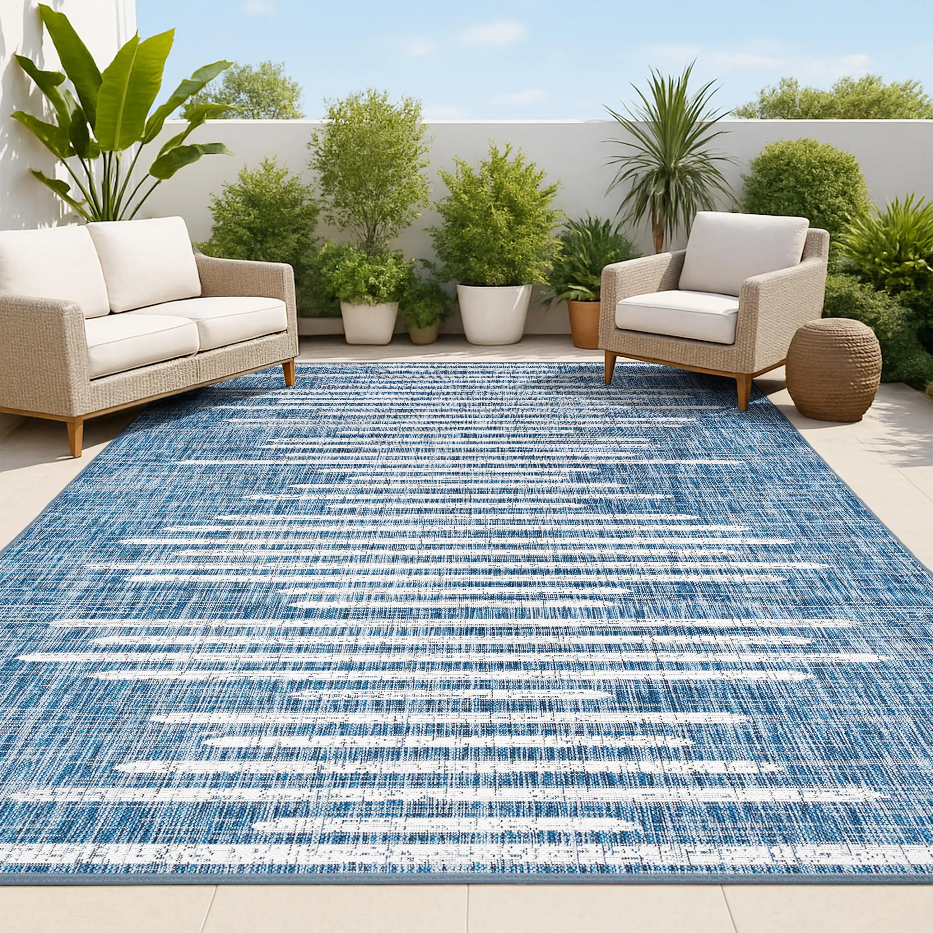 JONATHAN Y Zolak Berber Stripe Geometric Indoor-Outdoor Area Rug, Indoor Area Rugs for Living Room, Bedroom, Office