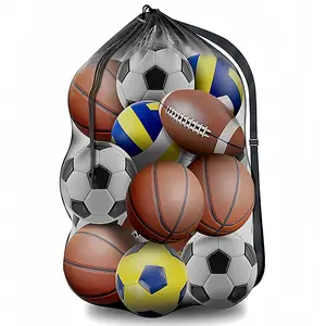Large Ball Bag, 40 Inch x 30 Inch Net Ball Bag with Shoulder Straps for Storage all Balls and Sports Equipments