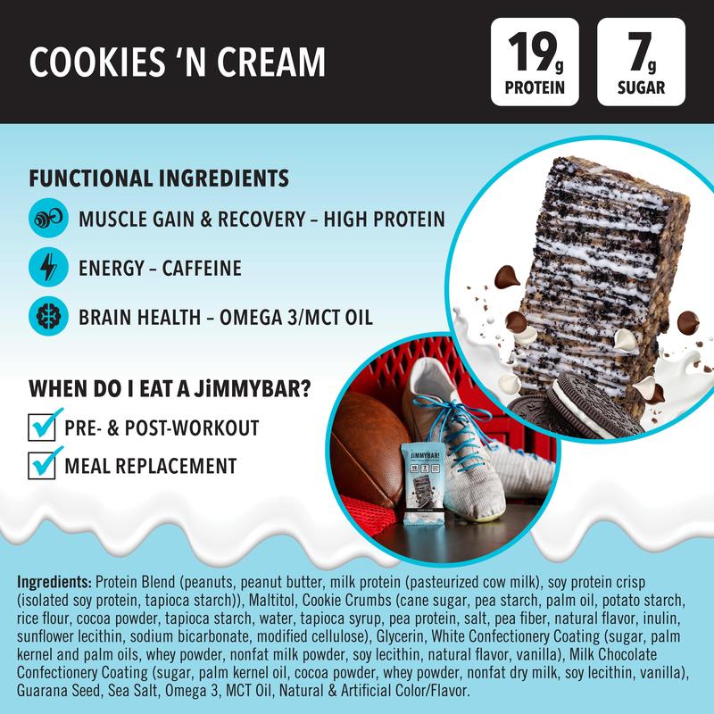 JiMMYBAR! Protein Variety Pack - 20g Protein, Creatine, Collagen, Caffeine, Omega-3s, MCT Oil for Brain Health - Real Peanuts, Chocolate, Strawberry, Vanilla Snack/Meal