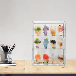 14.17" Large 3-Tier Acrylic Display Stand with Removable Shelves & Magnetic Door, Dustproof Organizer for Collectibles, Action Figures & Mini Models, Clean & Space-Saving