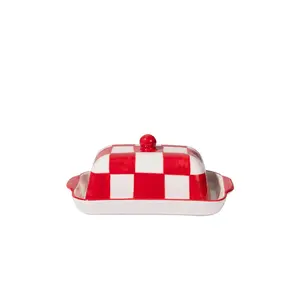 Vaisselle x REVOLVE Buttercup Butter Dish in Red Checkerboard