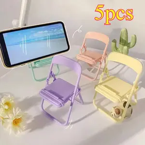 5pcsCreative Mini Chair Cellphone Stand Universal Chair Desktop Mobile Phone Tablet Holder Cell Phone Mount Folding Convenient Cute Phone Accessories