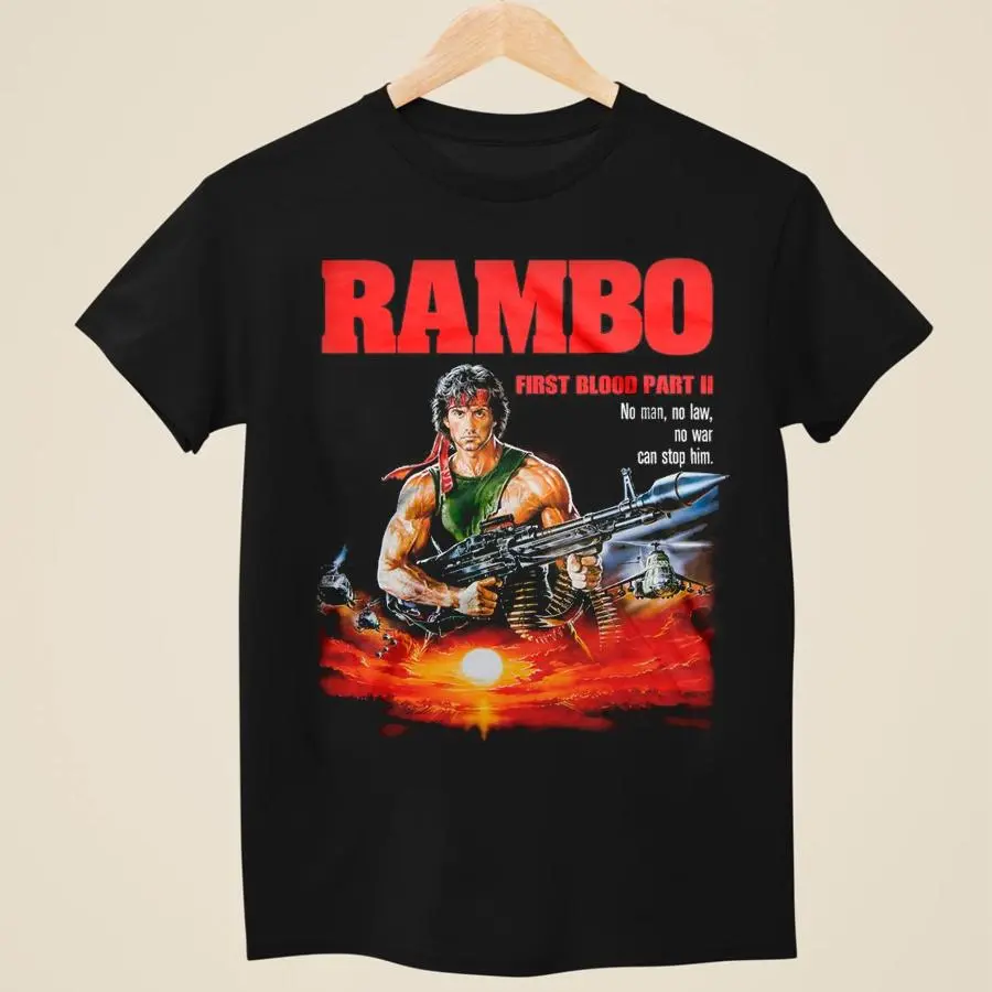 Rambo Part 2 Movie Inspired Graphic T-Shirt – Film Fan Unisex Tee -5XL HGA03810