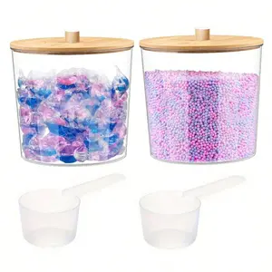 Large Capacity Acrylic Clear Storage Jar Laundry Storage Box Set, Includes Scoop Dispenser, Ideal for Organizing Detergent, Bathroom Organization Solution