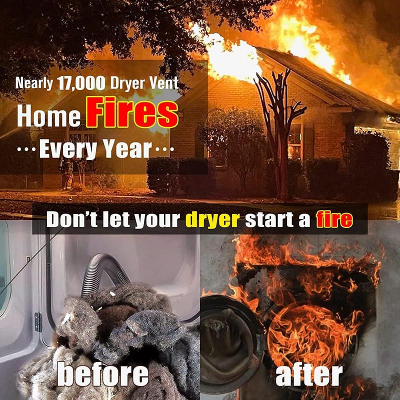 2 Pieces Dryer Vent Cleaner Kit Dryer Lint Vacuum Attachment, Dryer Vent Cleaning Lint Remover 1 Hoses + 1 Lint Brush Tools for Home Improvement Trap Cleaner Long Flexible