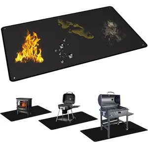 60 x 40 Inch Grill Mats for Grill,-Sided Fireproof Grill Protector Pad, Waterproof, Oil-, Indoor Fireplace/Fire Pit Mat, Easy-/Grill Mat for Deck & Lawn