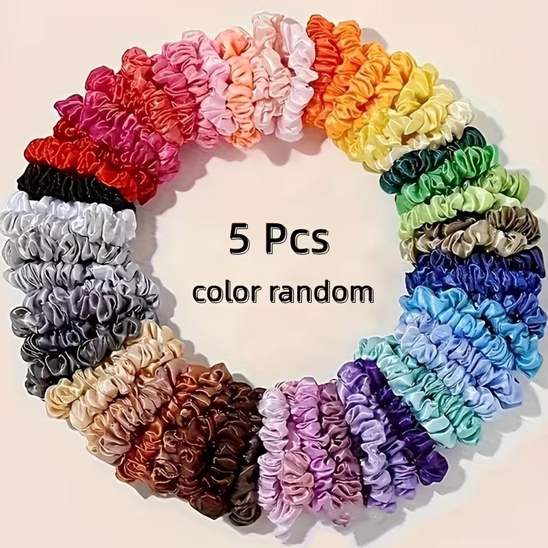 Soft Satin Fabric Scrunchie Hair Tie Set, Multiple Colors Simple Style Elastic Hair Bands for Women Daily Wear
