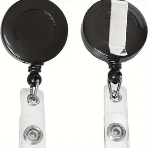 30pcs Retractable ID Lanyard Clips - Black & White Lightweight Plastic ID Card Holders with Key Ring Back Buckle, Durable Metal Snap Design for Office & Conference, Sleek Lanyard, Secure Attachment, Retractable Badge Reel, Badge Reels Retractable