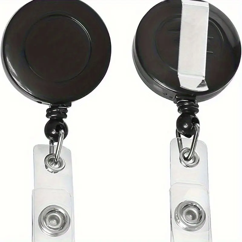 30pcs Retractable ID Lanyard Clips - Black & White Lightweight Plastic ID Card Holders with Key Ring Back Buckle, Durable Metal Snap Design for Office & Conference, Sleek Lanyard, Secure Attachment, Retractable Badge Reel, Badge Reels Retractable