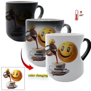 Thermosensitive Ceramic Mug Good Morning: A Cup of JoyMagic Color - Changing Mug Heart - Handle Mug, 11 oz/330 ml, Coffee Mug Christmas Gift for Friends, Funny Dad Mug, Stylish Coffee Mugs, Coffee Cups, Ceramic Printed Drinkware