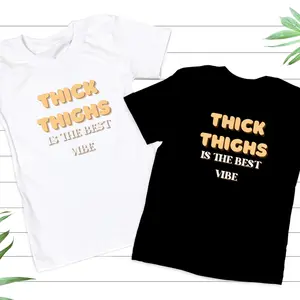 Thick Thighs Golden Honey, Womenswear, Classic Tshirt, Ribbed Collar, Cotton Tee, Plus Sizes