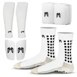 MediCaptain Elite Soccer Bundle - Grip Sock, Shin Guards, Pre-Cut Sock Sleeves, and Shin Guard Straps Bundle – Essential Equipment for Futbol Players