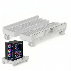 Adjustable Mobile Computer Tower Stand Ventilated CPU Stand with Locking Caster Wheels Fits Most PC Towers Under Desk Floor PC Cart Universal PC Holder for Office Students Gamers White