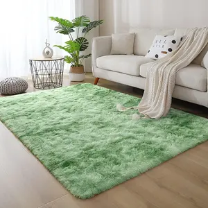 Soft Fluffy Tie-Dye Shaggy Area Rug, Colorful Plush Carpet 3x5 4x6 5x8 ft, Green Kids Rug for Bedroom Living Room Home Decor