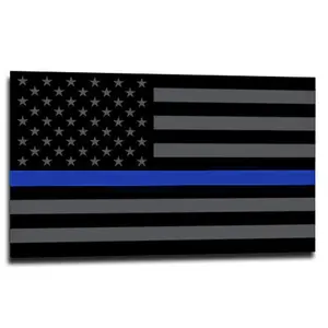 Thin Blue Line American Flag, Subdued Reflective Sticker - 2.5 x 4.5 Inches