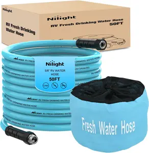 Nilight RV Water Hose 50FT Garden Drinking Hoses with Storage Bag Leakproof Anti-Kink 5/8" Inner Diameter Flexible Lightweight Freshwater Hose for RVs Campers Travel Trailer Boat Car Wash Accessories