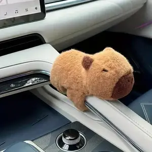 Sleepy Capybara Plush Car Ornament with Tiny Turtle Backpack | Cute Auto Interior Decor