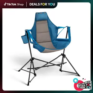 PHIVILLA Home Hammock Folding Rocking Chair with Cup Drink Holder, High Back Padded Swinging Chair for Outdoor,Camping, Lawn,Backyard,Picnic