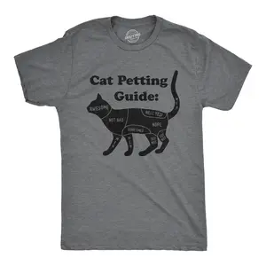 Mens Cat Petting Guide T Shirt Funny Pet Kitty Lover Crazy Cat Lady Novelty Tee Mens Funny T Shirts Cool Vintage Fashion T-Shirt Gift Classic Menswear Funny Cat Short Sleeve Novelty Tees for Guys Dark Grey