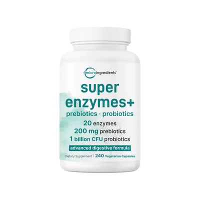 Micro Ingredients Super Enzymes + Prebiotics & 1 Billion CFU Probiotics, 240 Veggie Capsules