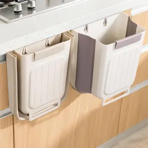 Hanging Trash Can 2.6 Gallons Kitchen Garbage Bin – Foldable Cabinet Trash Can, Cute Cartoon Waste Bin, Leak-Proof ABS Plastic Trash Can for Bathroom, Office, RV