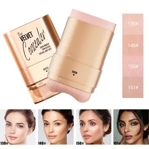 2-in-1 Concealer & Foundation Stick with Built-in Sponge Tip, Seamless Buildable Coverage Cream Balm, Pore-Blurring Travel Must-Have for Oily & Dry Skin, Natural Matte Finish for Daily Wear
