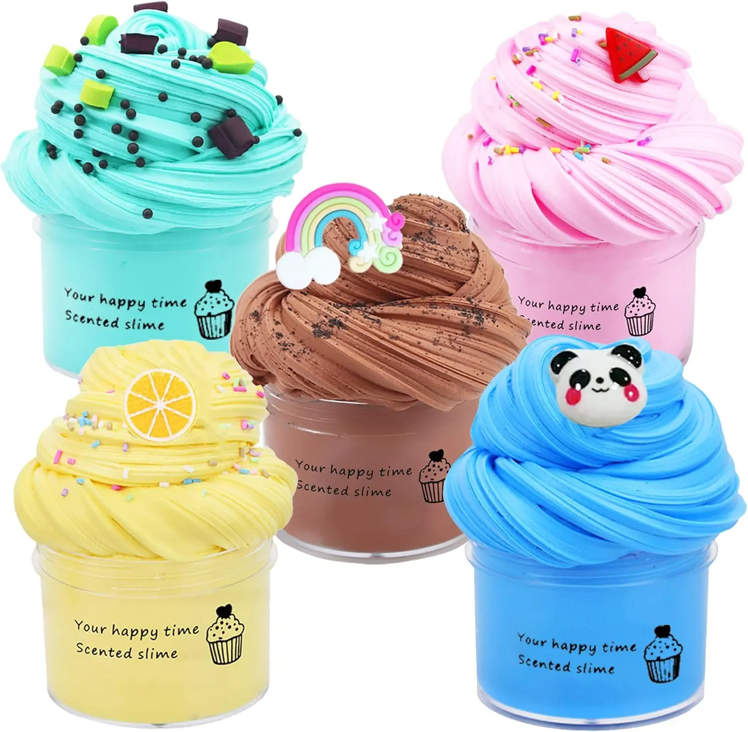 5 Pack Butter Slime Kit,Birthday Gifts for Kids,Party Favors for Girls and Boys,Non-Sticky,Super Soft Stress Relief Toy Moldable Taba Squishy Squishy Series