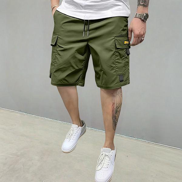 Men’s summer 4-piece set of solid-color cargo casual shorts made from comfortable, breathable fabric—ideal for hiking and camping, streetwear, sports fitness, and everyday outings.