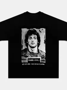 RAMBO FIRST BLOOD T-shirt, Unisex Vintage Crew Neck Regular Fit Cotton Fabric Casual Comfort Breathable Short Sleeve Funny T-shirts Fashion Men&Women's Top for Streetwear 091603