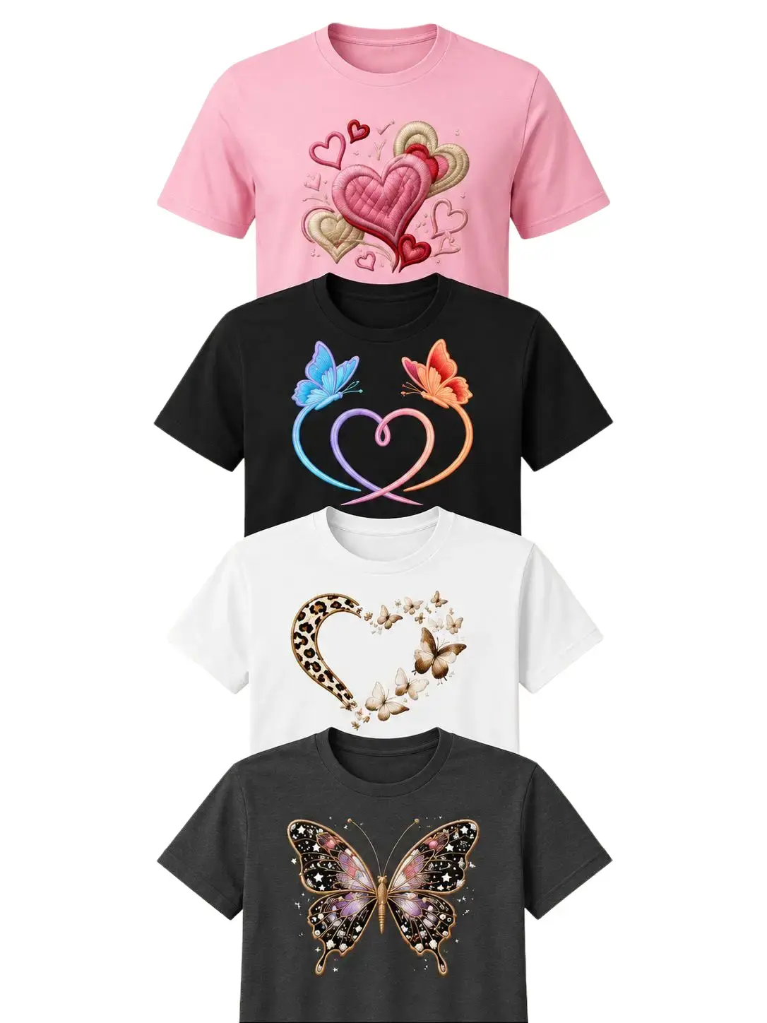 Women's Printed T-Shirts 4-Pack, Casual Streetwear Tops, Top