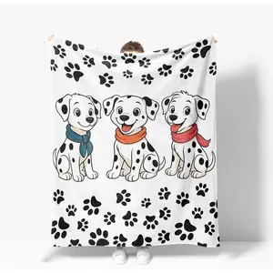 Dalmatian Throw Blanket Cute Dogs Warm Decor Soft Flannel Blanket Dalmatian Gifts for Kids Boys Girls Men Women 40" X 50", Printed on One Side with a Plain White Back, Halloween Thanksgiving Christmas Gift
