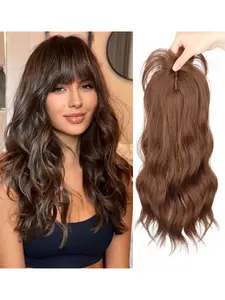 Women's Hairpiece Topper Water Wave Wool Curl Long Curly Hair Suitable for Sparse Hair Women Cover Hair Seam Patch Wavy Hairpieces