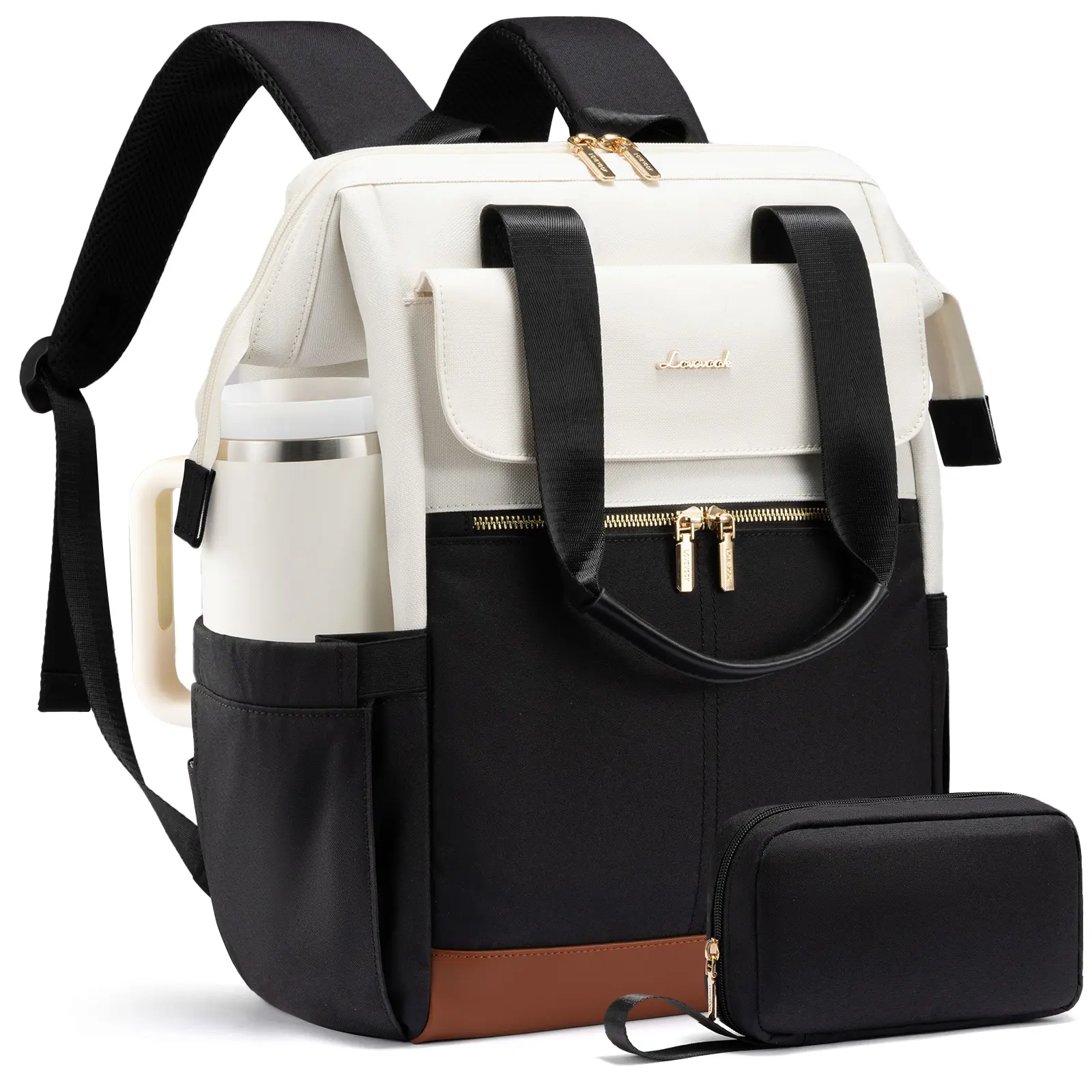 LOVEVOOK Laptop Backpack for Women, 15.6 Inch Work Laptop Bag with USB Port, Fashion Teacher Nurse Backpack Purse, Waterproof Travel Computer Backpack with Organizer Bag, 2PCS