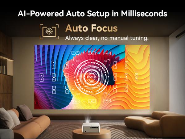 【Summervibes】4K Smart Projector with Official Google TV – WiFi 6, Bluetooth, Auto Focus, HiFi Sound, 200" Display, Compatible with iPhone, Android & PC, Indoor/Outdoor