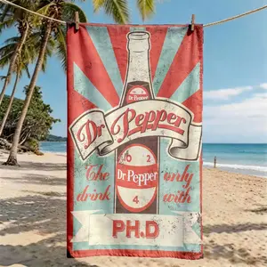"Vintage Dr Pepper Soda Advertisement" Beach Towel | Oversized, Quick Dry, Ultra-Soft Polyester | Multi-use for Travel, Swimming, Camping, Fitness | Perfect Choice for Beach Vacations | Machine Washable | 2D Flat | Best Gift for Friends and Family.