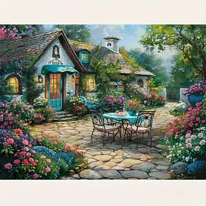 Diamond Art Painting Garden Flower Cottage Landscape Full Diamond Art Decorative Wall Art Hanging Painting Home Decoration Valentine's Day Gift