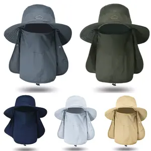 Outdoor UV Sun Protection Wide Brim Hat with Face Cover & Neck Flap Water-Resistant Unisex Quick Dry Breathable Water-Resistant Comfortable Quick Dry Lightweight
